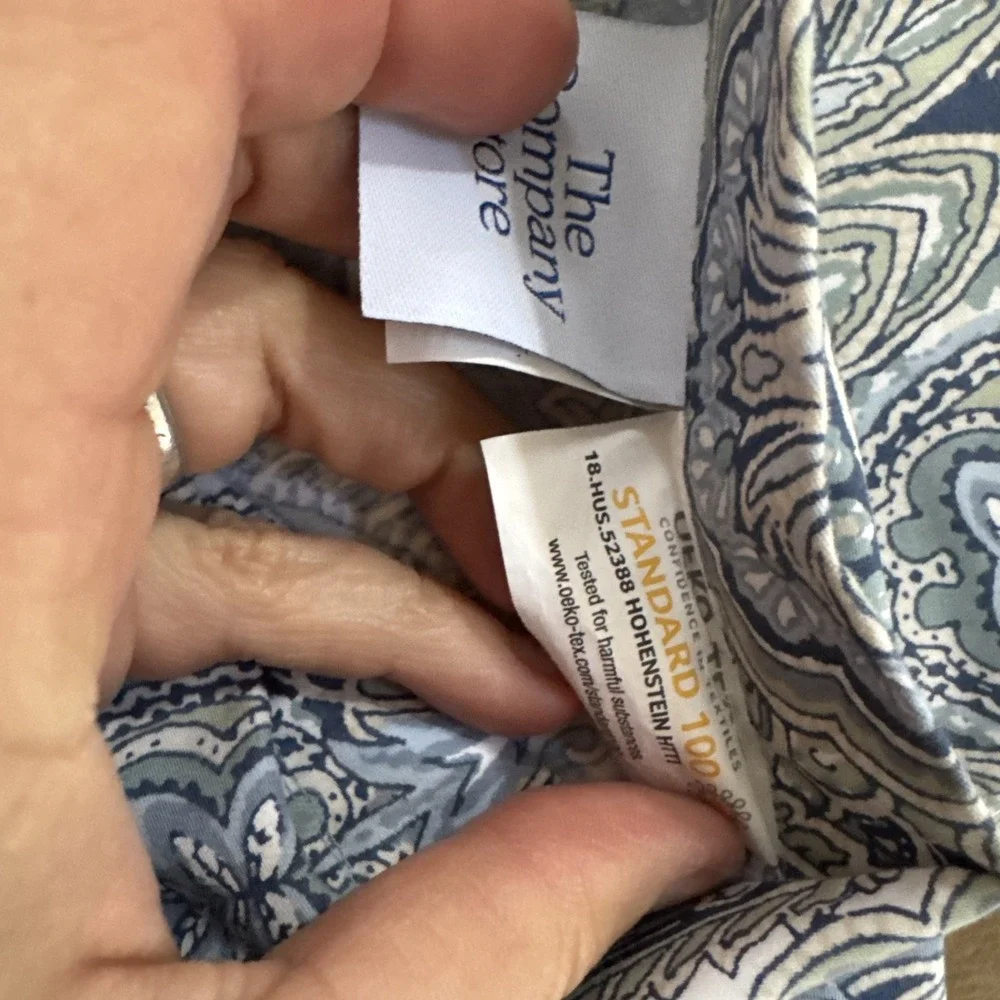 THE COMPANY STORE Mandala Paisley Blue‎ Duvet Cover 2 Shams Queen Cotton Buttons
